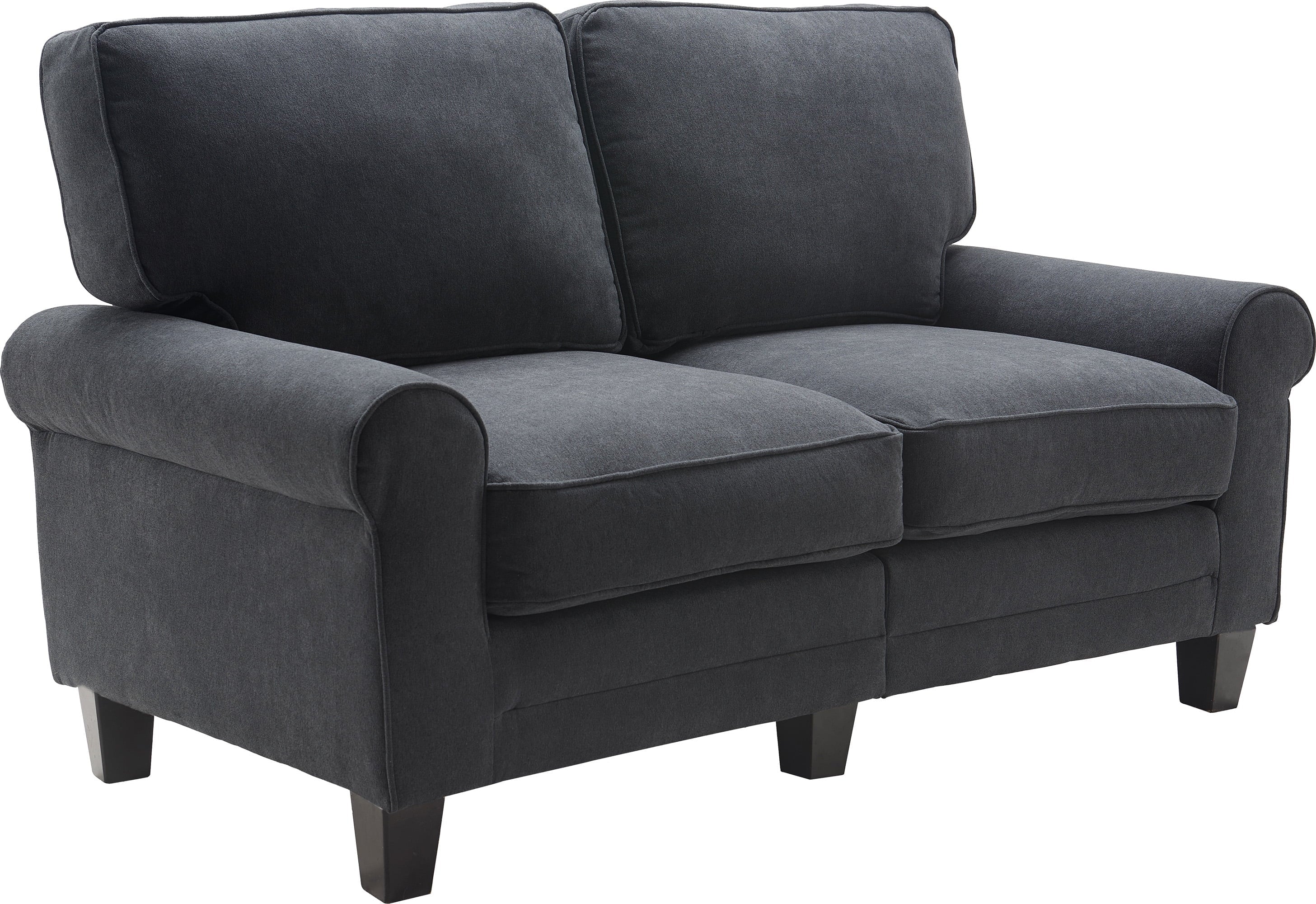 Serta Copenhagen Traditional Rolled Arm 61-inch Loveseat, Gray Fabric