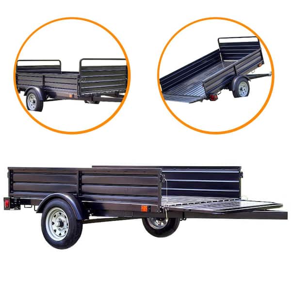 1639 lb. Payload Capacity 4.5 ft. x 7.5 ft. Utility Trailer Kit with Bed Tilt and Collapsing Ends to Extend Bed to 12 ft