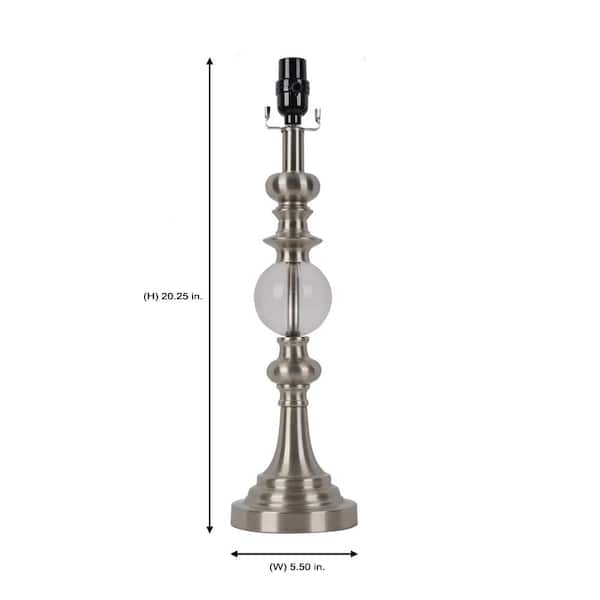 Mix and Match 20.25 in. H Brushed Nickel and Crystal Table Lamp Base