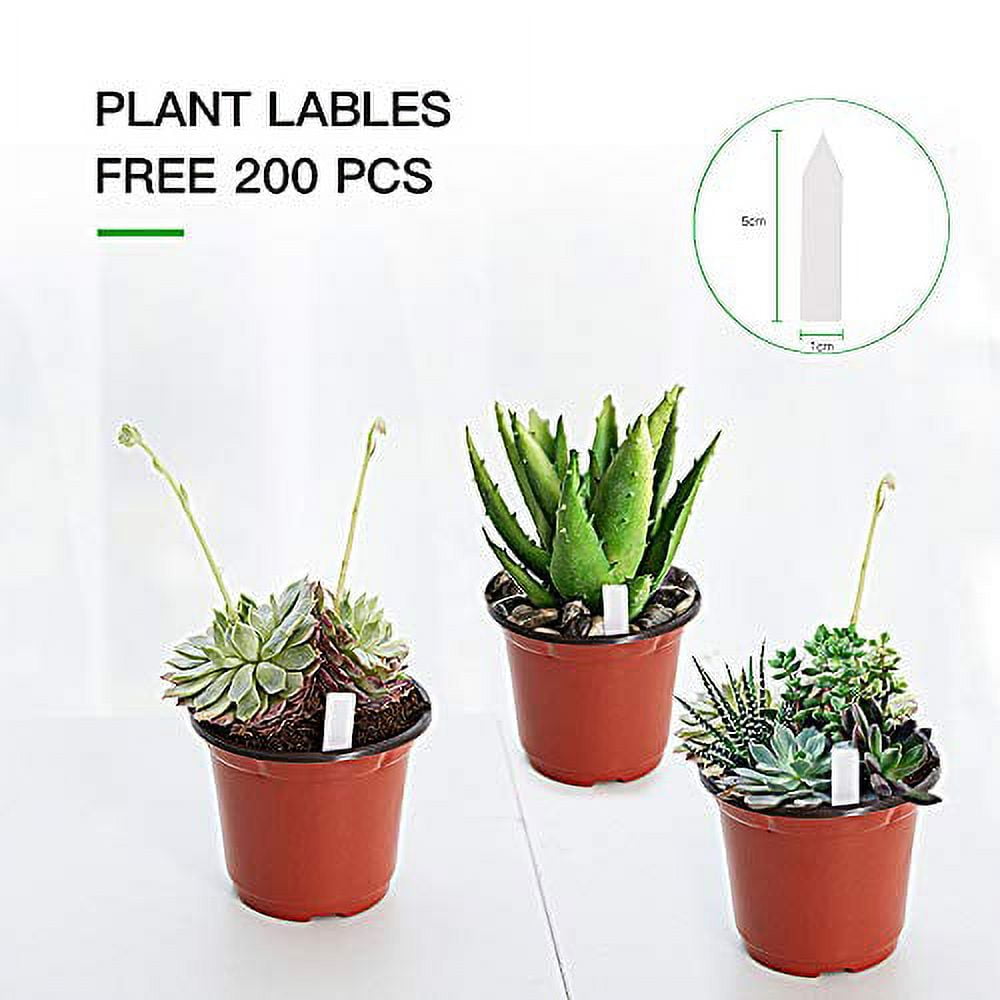 JERIA 200-Pack 4 Inch Plastic Plant Nursery Pots Come with 200 Pcs Plant Labels, Seedling Flower Plant Container and Seed Starting Pots