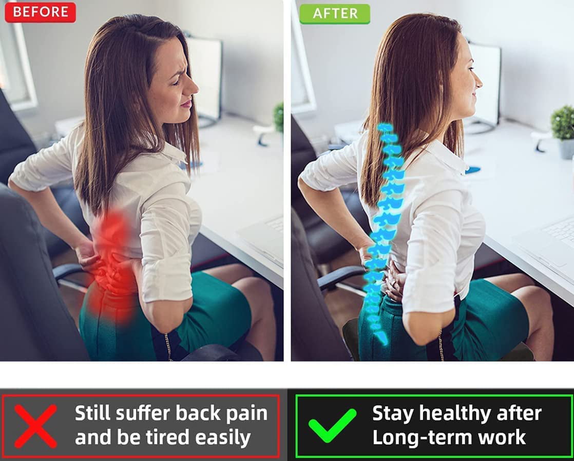 Gel Seat Cushion Pillow - Double Thick Office Chair Car Egg Seat Cushion Pillow for Back, Coccyx & Tailbone Pain Relief Pad - Pressure Reducing Honeycomb Designed for Comfort