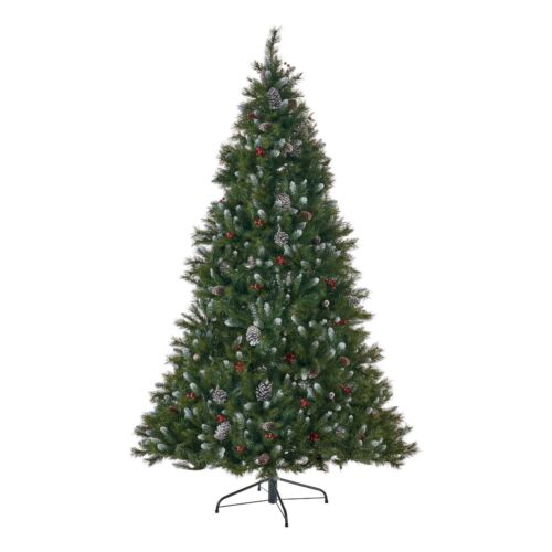 7-ft Mixed Spruce Hinged Artificial Christmas Tree with Frosted Branches