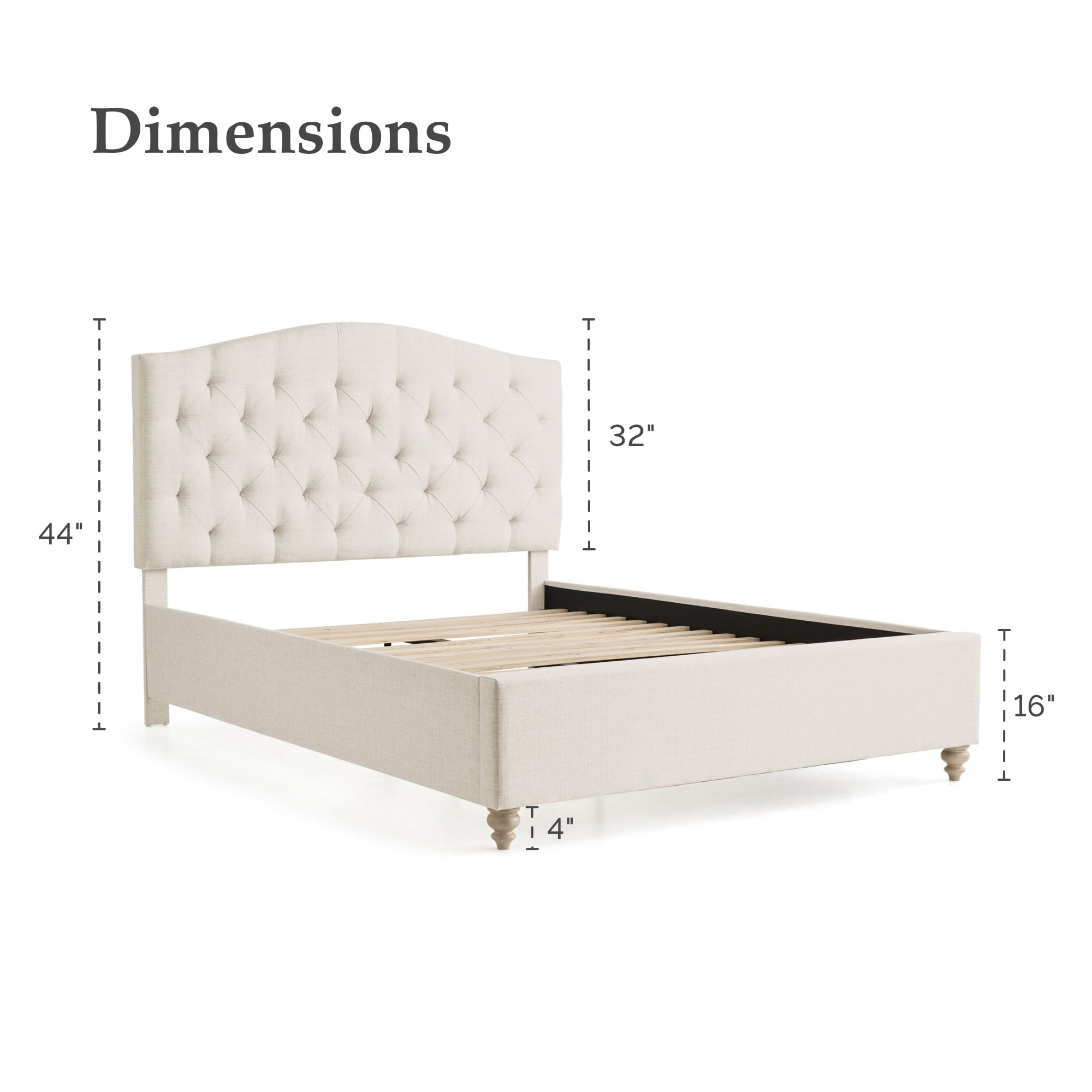 My Texas House Anna Upholstered Diamond Tufted Platform Bed, Queen, Oat