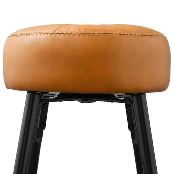 24 in. 360°Swivel Whisky brown Faux leather metal Counter Height Kitchen Bar Stools (set of 4)