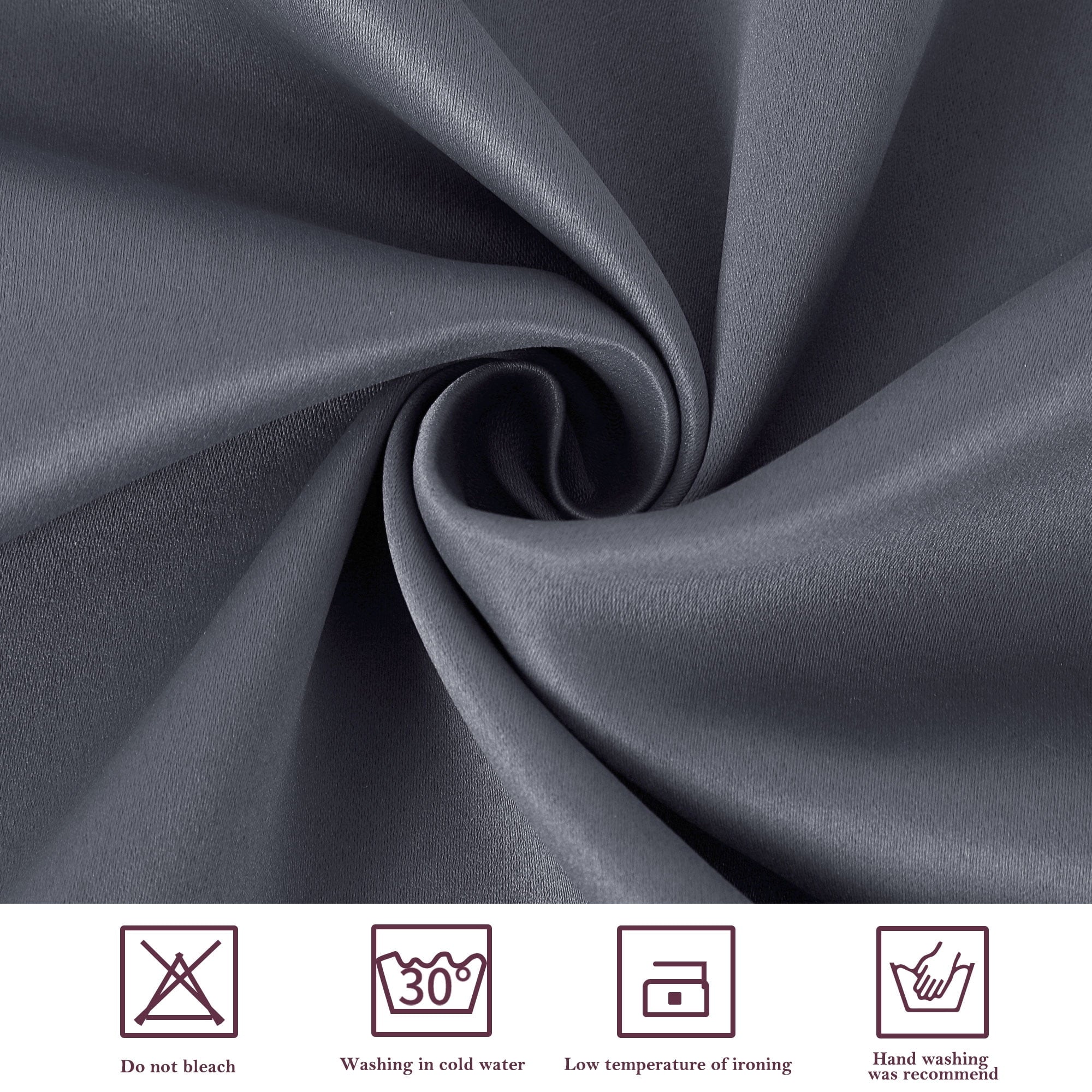 PiccoCasa 2Pcs Blackout Small Window Curtain Panel Kitchen Curtain, Gray, 42