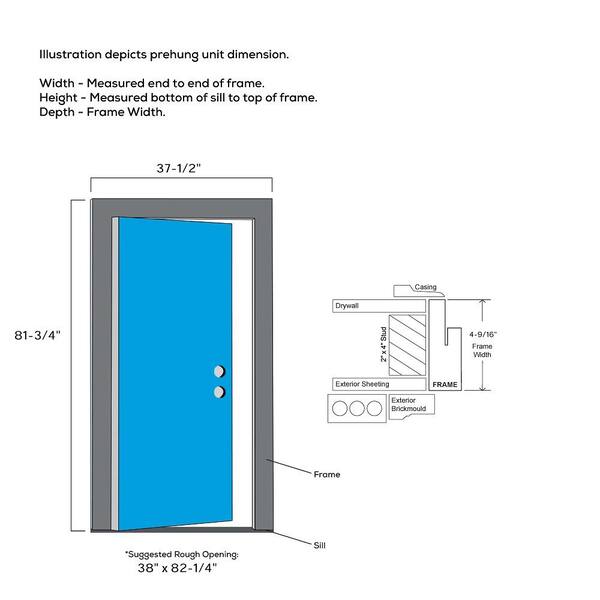 Aveline 36 in. x 80 in. Left-Hand Inswing 3-Lite Clear Low-E Primed Fiberglass Prehung Front Door on 4-9/16 in. Frame