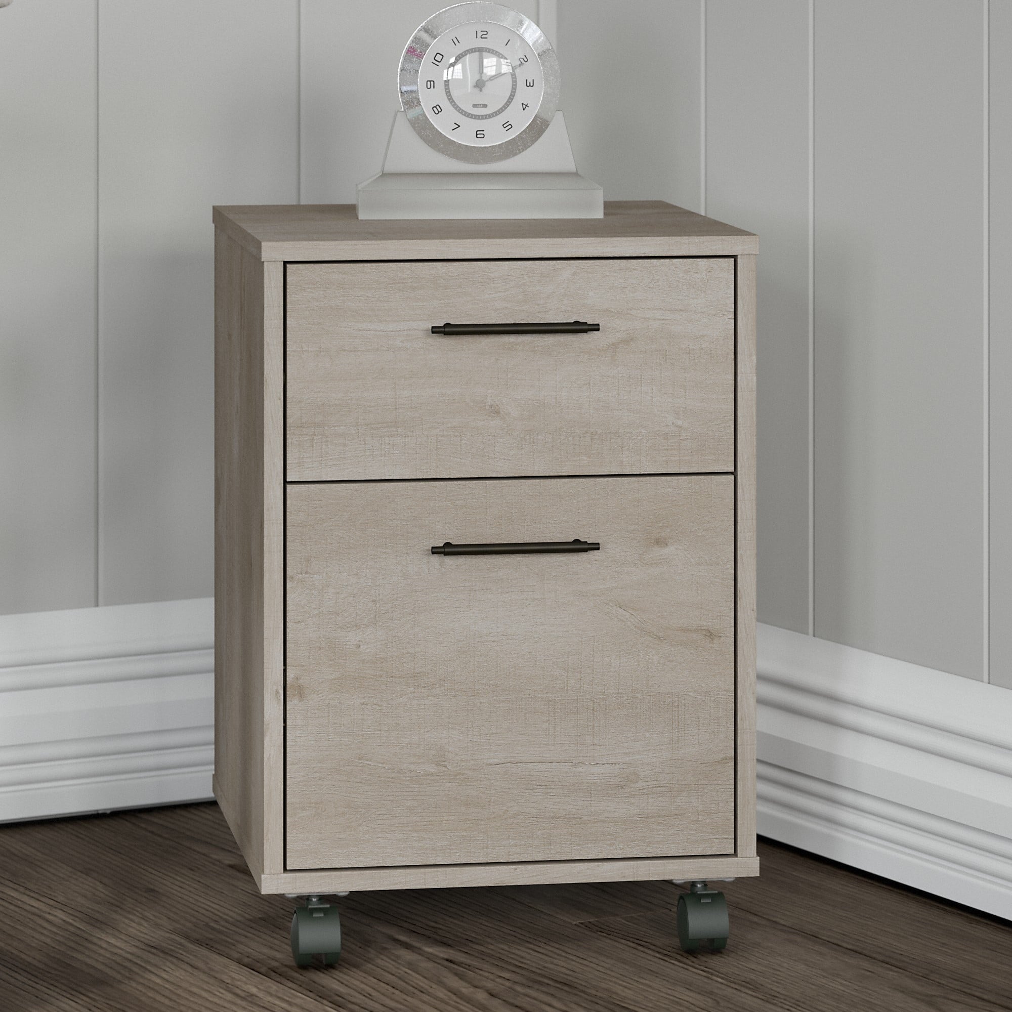 Bush Furniture Key West 2 Drawer Mobile File Cabinet in Washed Gray