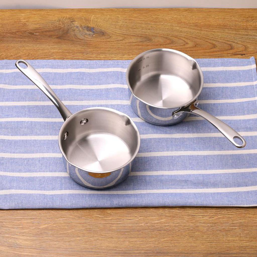 Stainless Steel Saucepan Metal Warmer Pot Kitchen Sauce Cooking Boiling Pot Nonstick Cookware, 12cm , 500ml