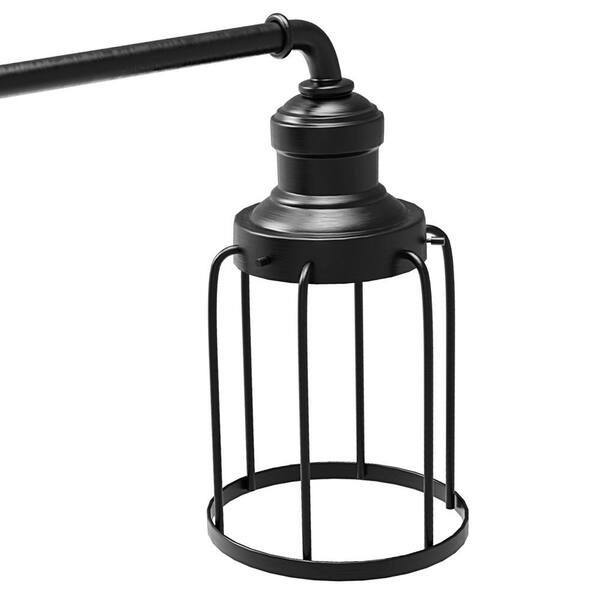 24 in. 3-Light Black Industrial Vanity with Metal Cage Wall Sconce