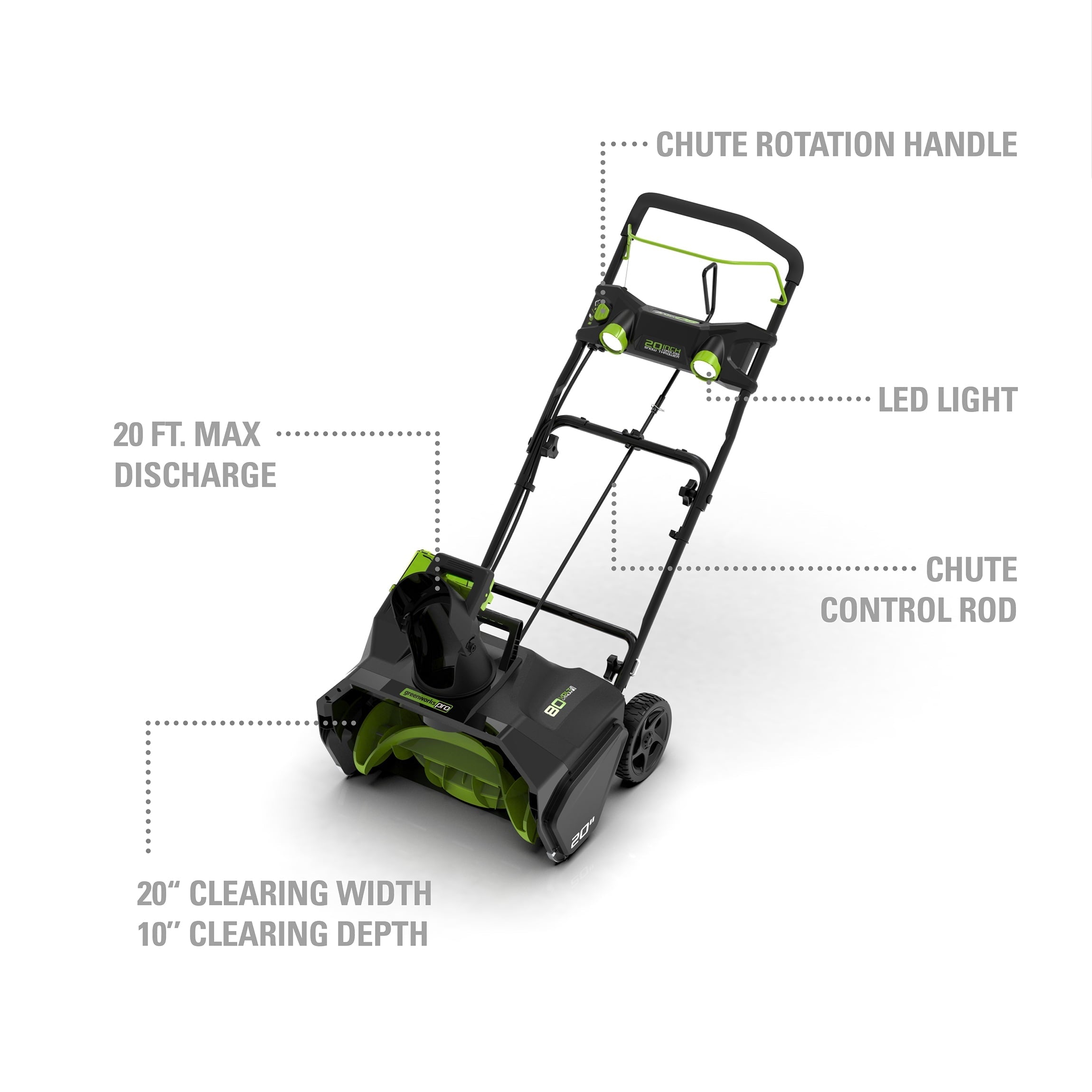 Greenworks PRO 80V 20-inch Cordless Brushless Snow Blower, Battery Not Included, 2601302