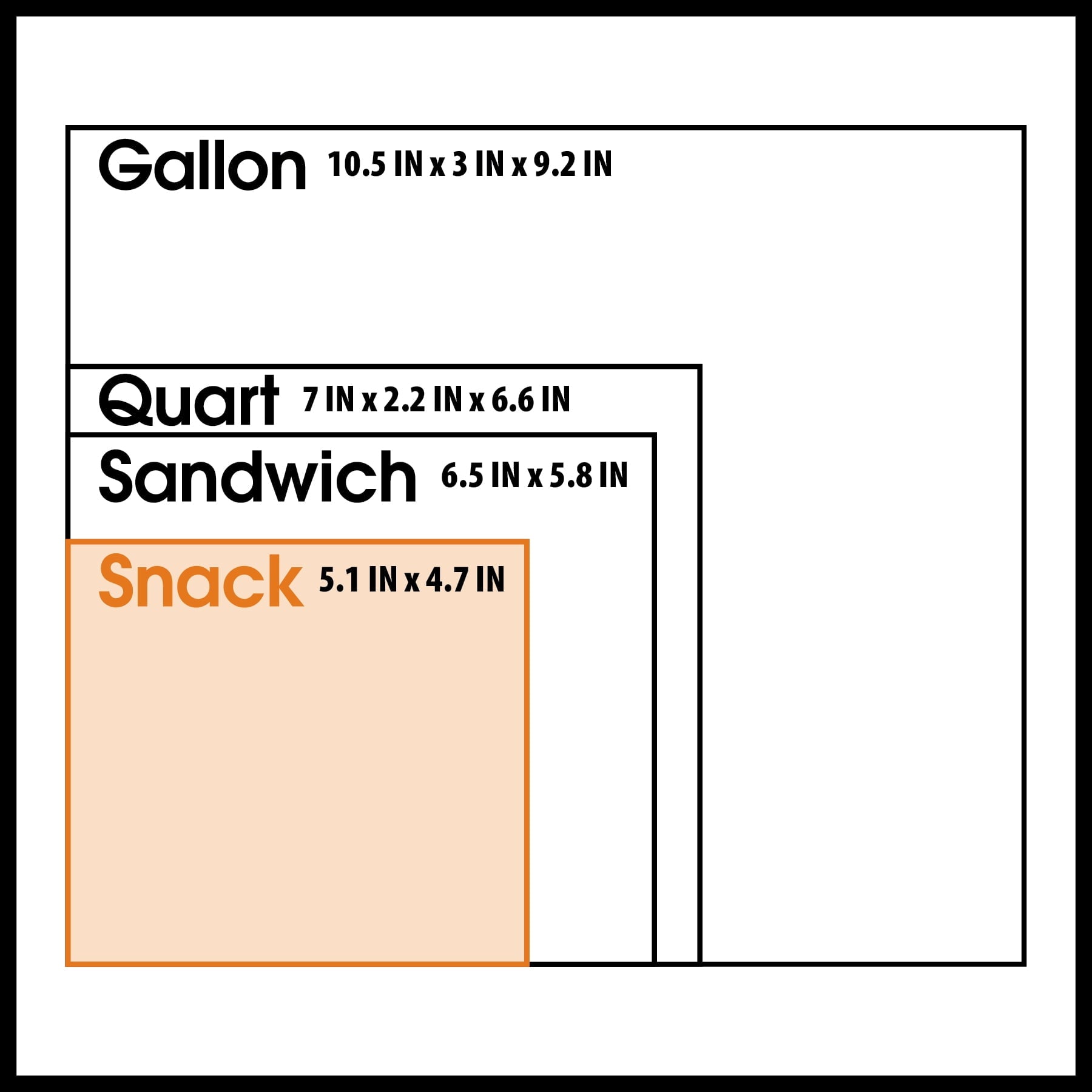 Great Value Fresh Seal Zipper Square Snack Bags, 200 Count