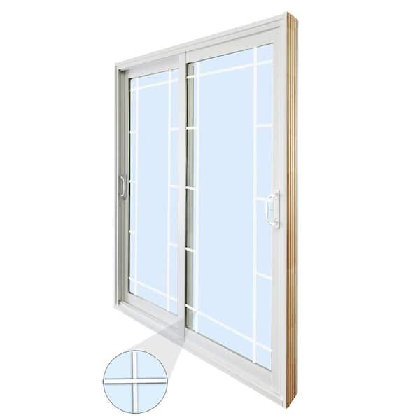 72 in. x 80 in. Double Sliding Patio Door with Prairie Style Internal Grill