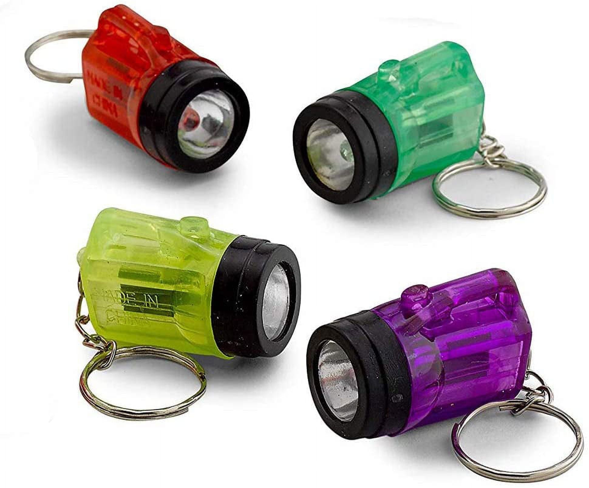 Kicko Mini Flashlight Keychains 1.5 Inch - 12 Pack Assorted Neon Colors Small Key Ring