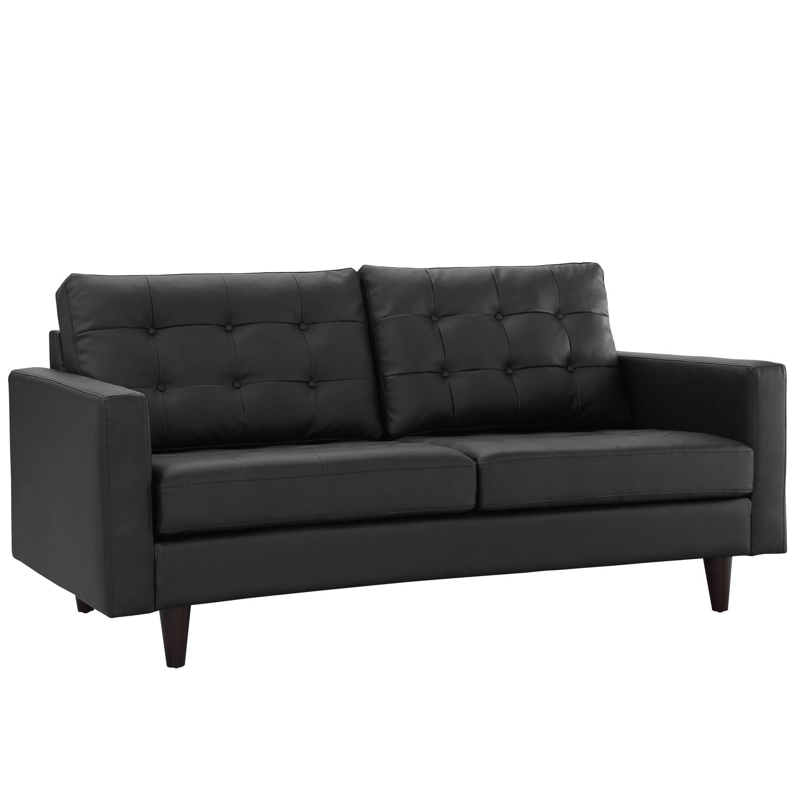 Modway Empress Bonded Leather Loveseat in Black