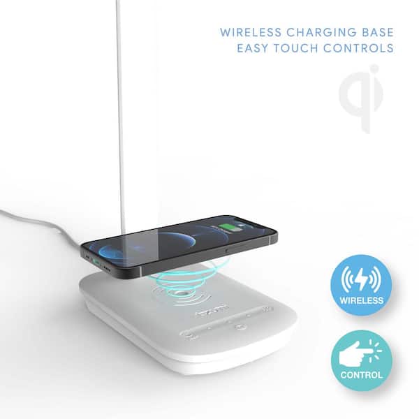 Atmosphere 12.6 in. White Desk Lamp with Wireless Charging