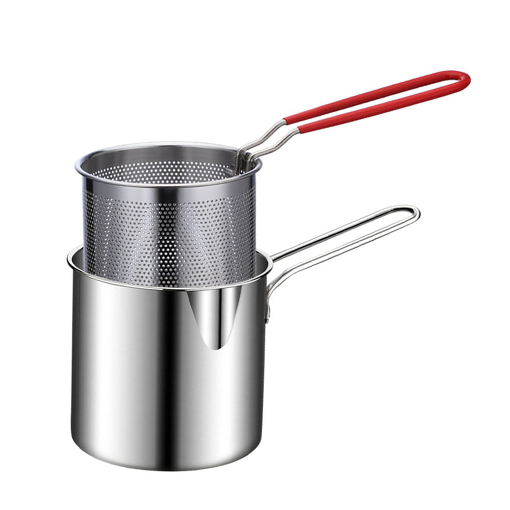 KKMOL Stainless Steel Deep Fryer Pot with Basket Fryer Pan Kitchen Frying Cooking Tool