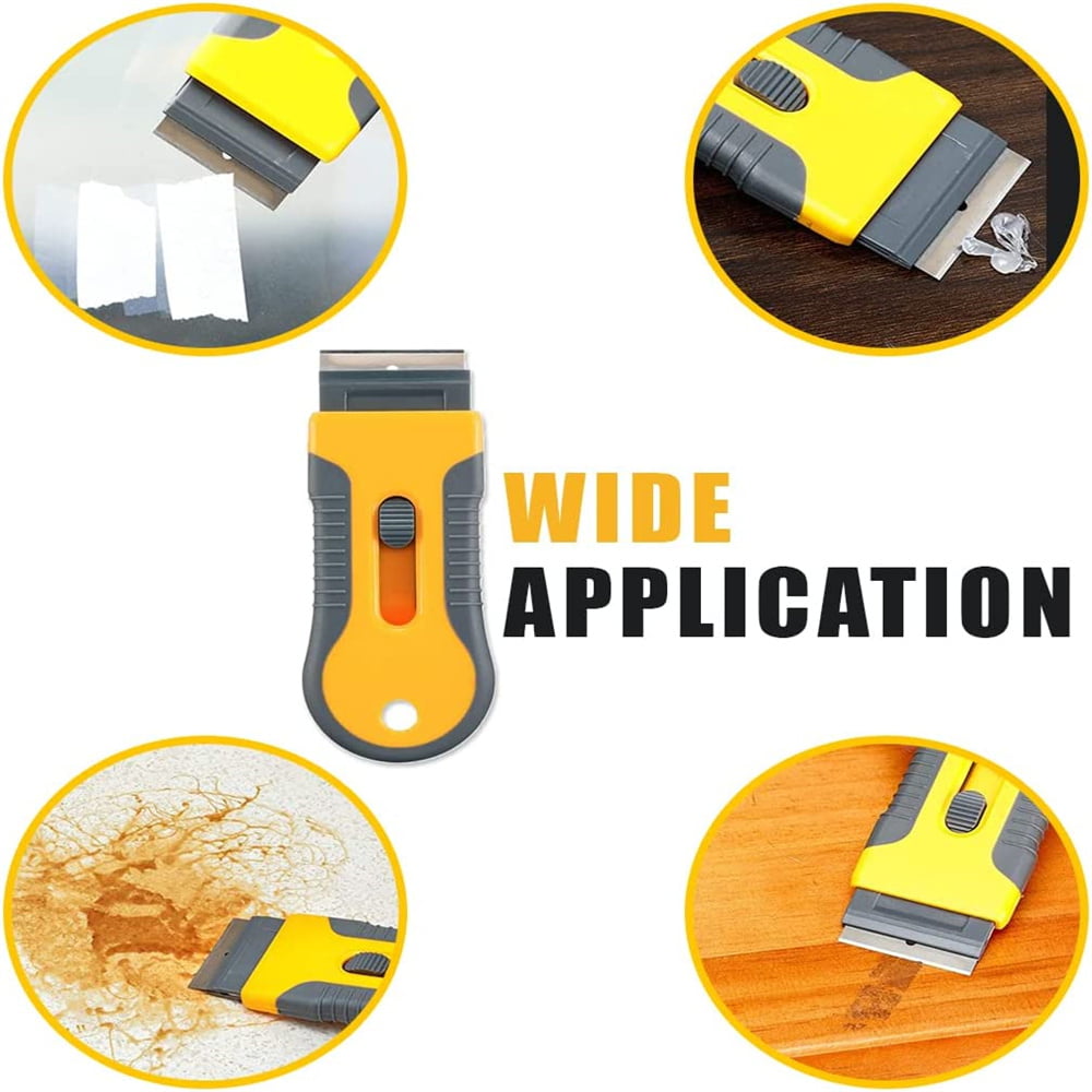 Car Window Glass Adhesive Ceramic Shaving Scraper Blade Tint Vinyl Wrap Glue Remover Cleanser with 10 PCS Blades