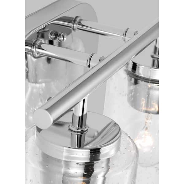 Oslo 12.5 in. 2-Light Chrome Dimmable Bath Vanity Light with Clear Seeded Glass Shades