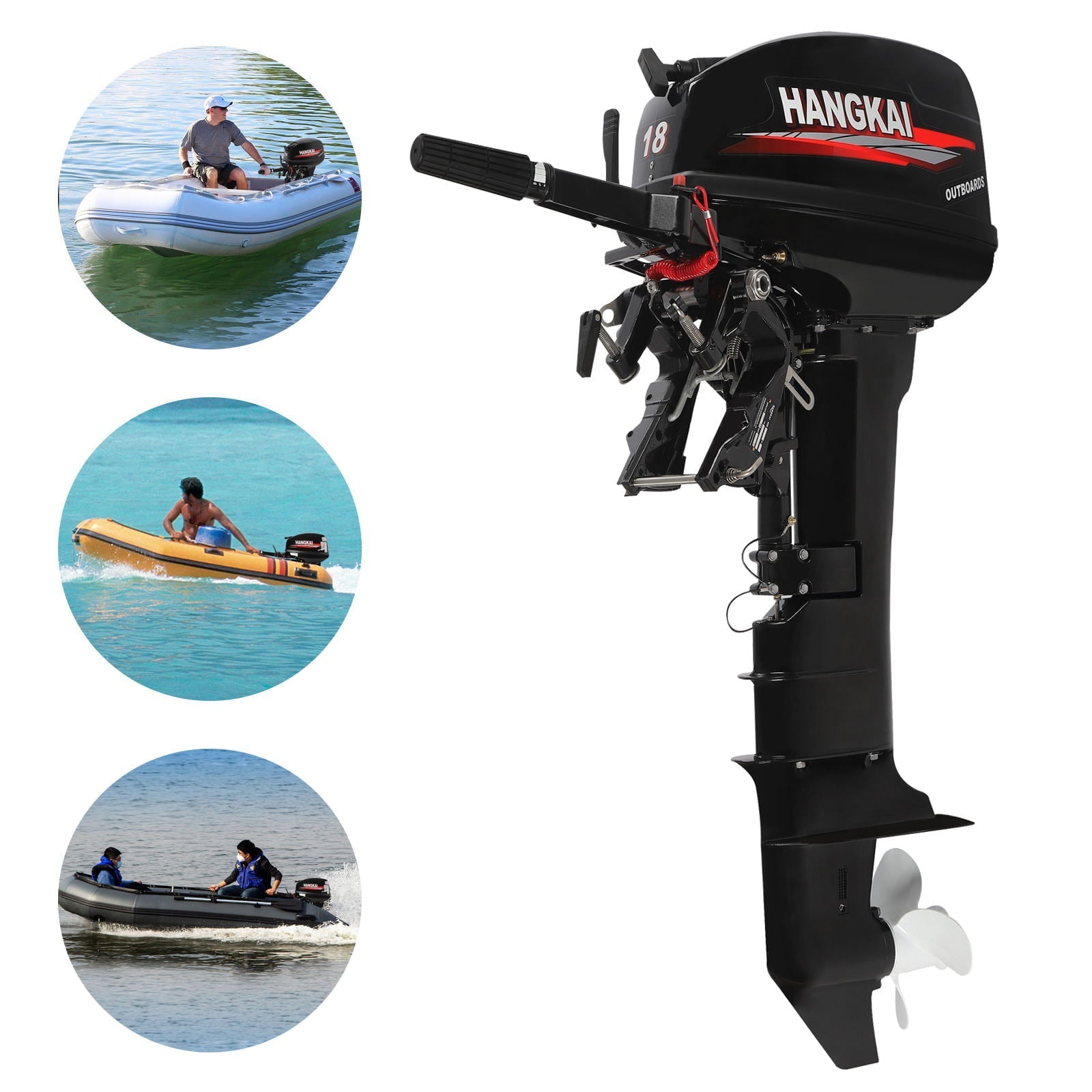 YIYIBYUS 18HP 2-Stroke Outboard Motor Aluminum Alloy Fishing Boat Motor w/ Water Cooling CDI 246CC Short Shaft