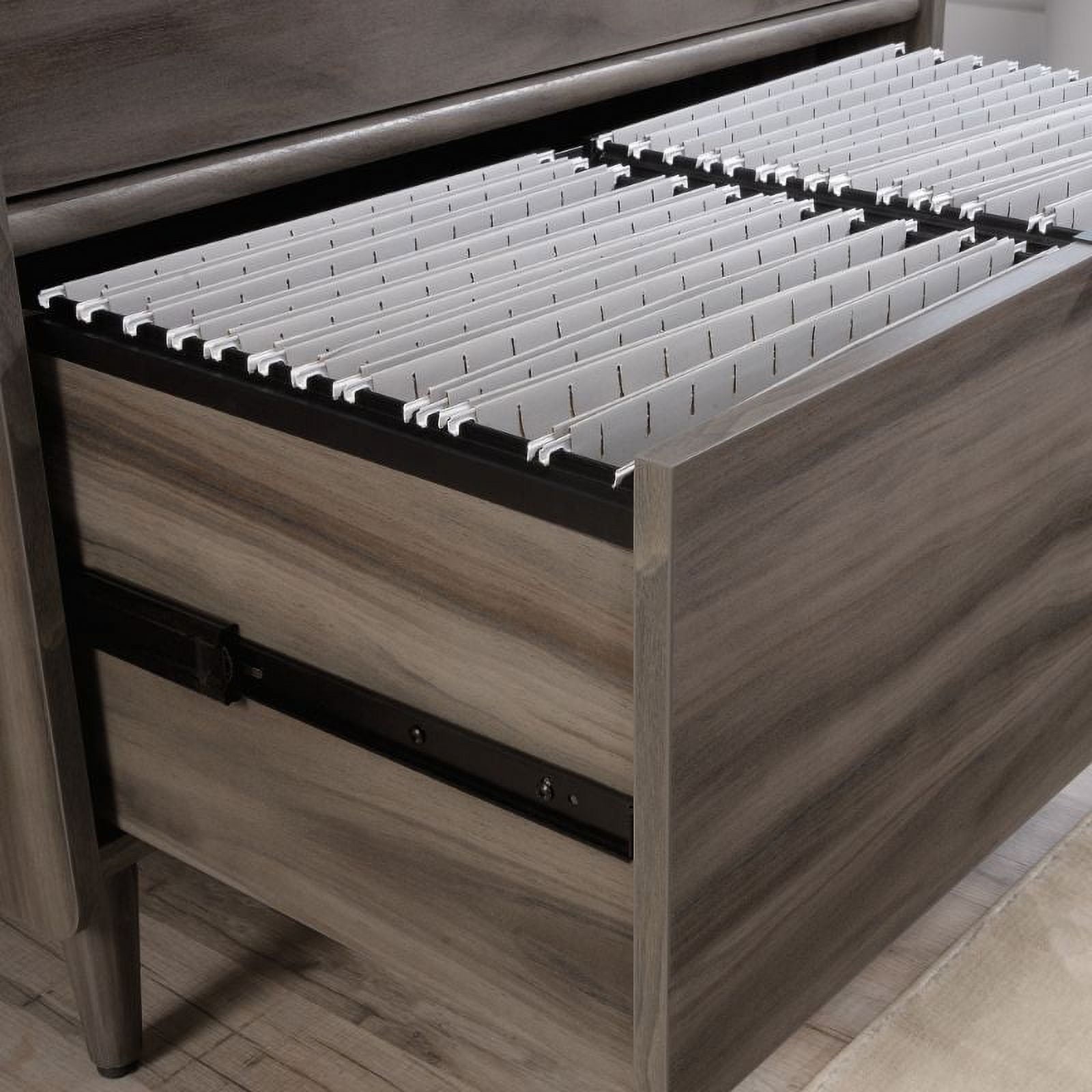 Home Square 2-Piece Set with Lateral File Cabinet & Library Hutch in Jet Acacia