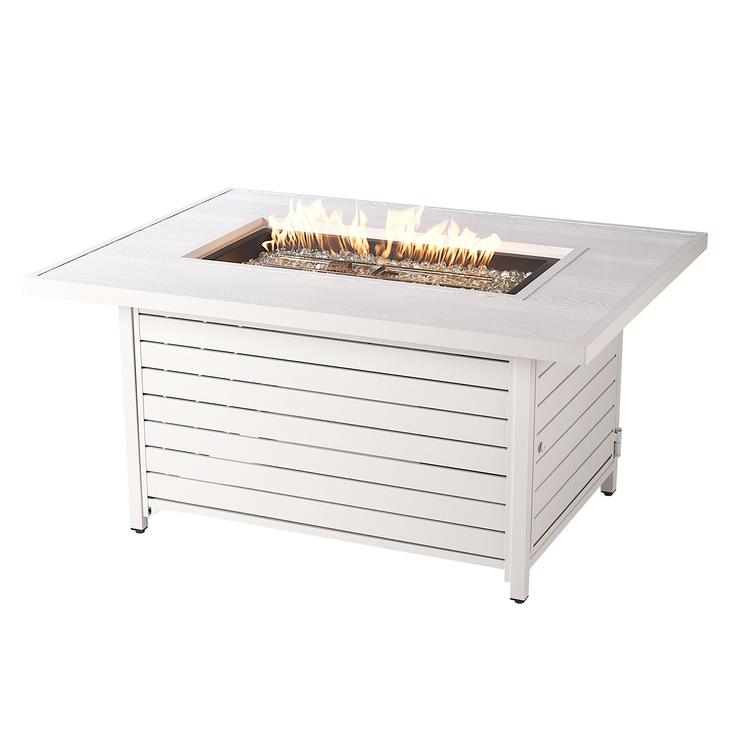 Rectangular 48 in. x 36 in. Aluminum Propane Fire Pit Table, Glass Beads, Two Covers, Lid, 57,000 BTUs - N/A Gold