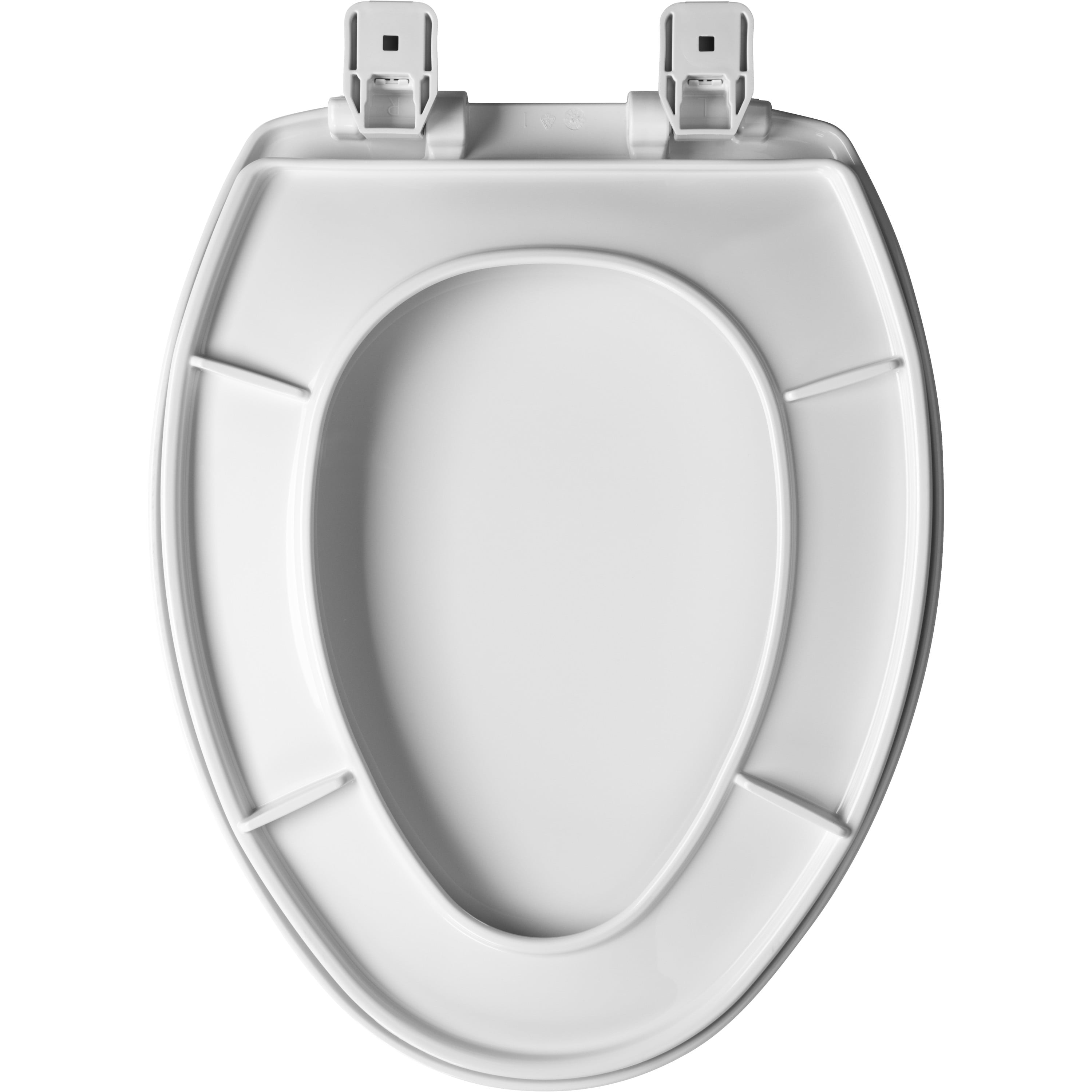 Mayfair Caswell Slow Close Elongated Plastic Toilet Seat in White Never Loosens