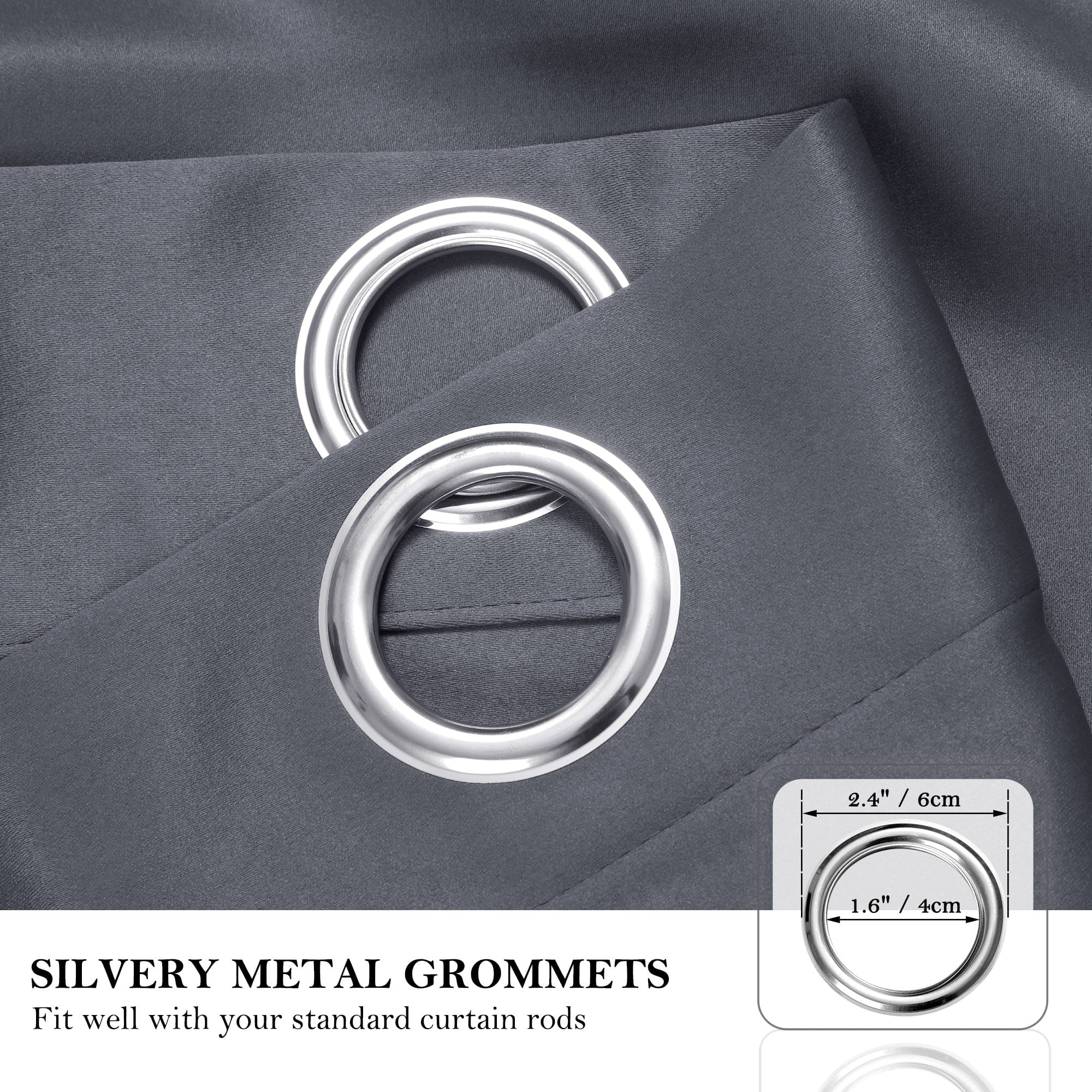 PiccoCasa 2Pcs Blackout Small Window Curtain Panel Kitchen Curtain, Gray, 42