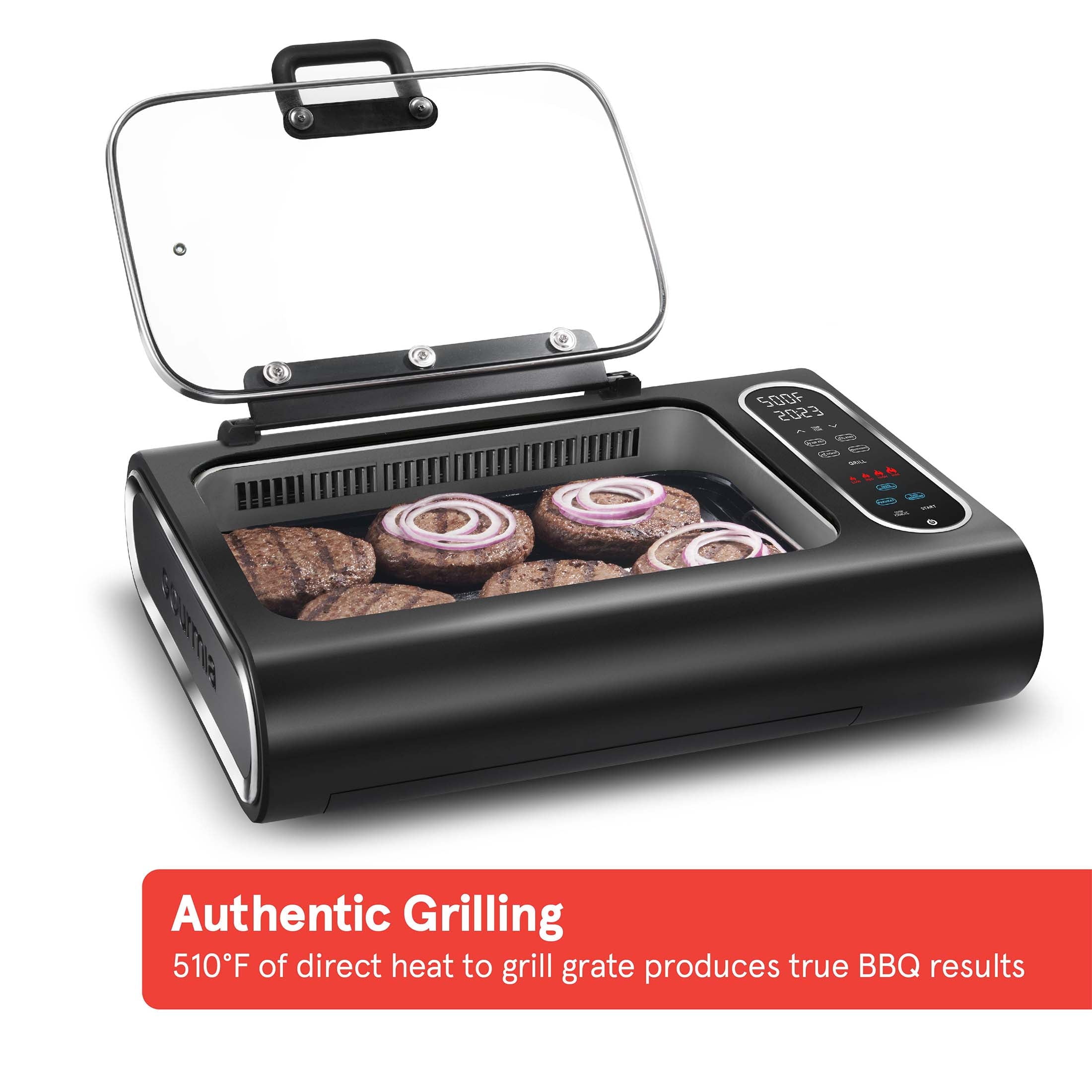 Station Indoor Smokeless Grill with Guided Cooking, Black