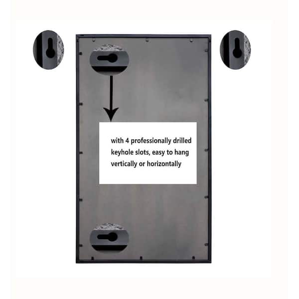 48 in. H x 28 in. W Rectangular 6-Windowpane Metal Black Frame Wall Mirror