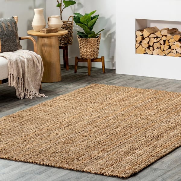 Ashli Solid Jute Natural 8 ft. x 10 ft. Area Rug