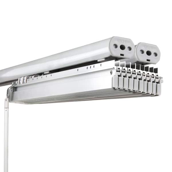 Cafe au Lait 120 in. - 218 in. W x 94 in. L Adjustable 10-Panel White Double Rail Panel Track with 23.5 in. Slates