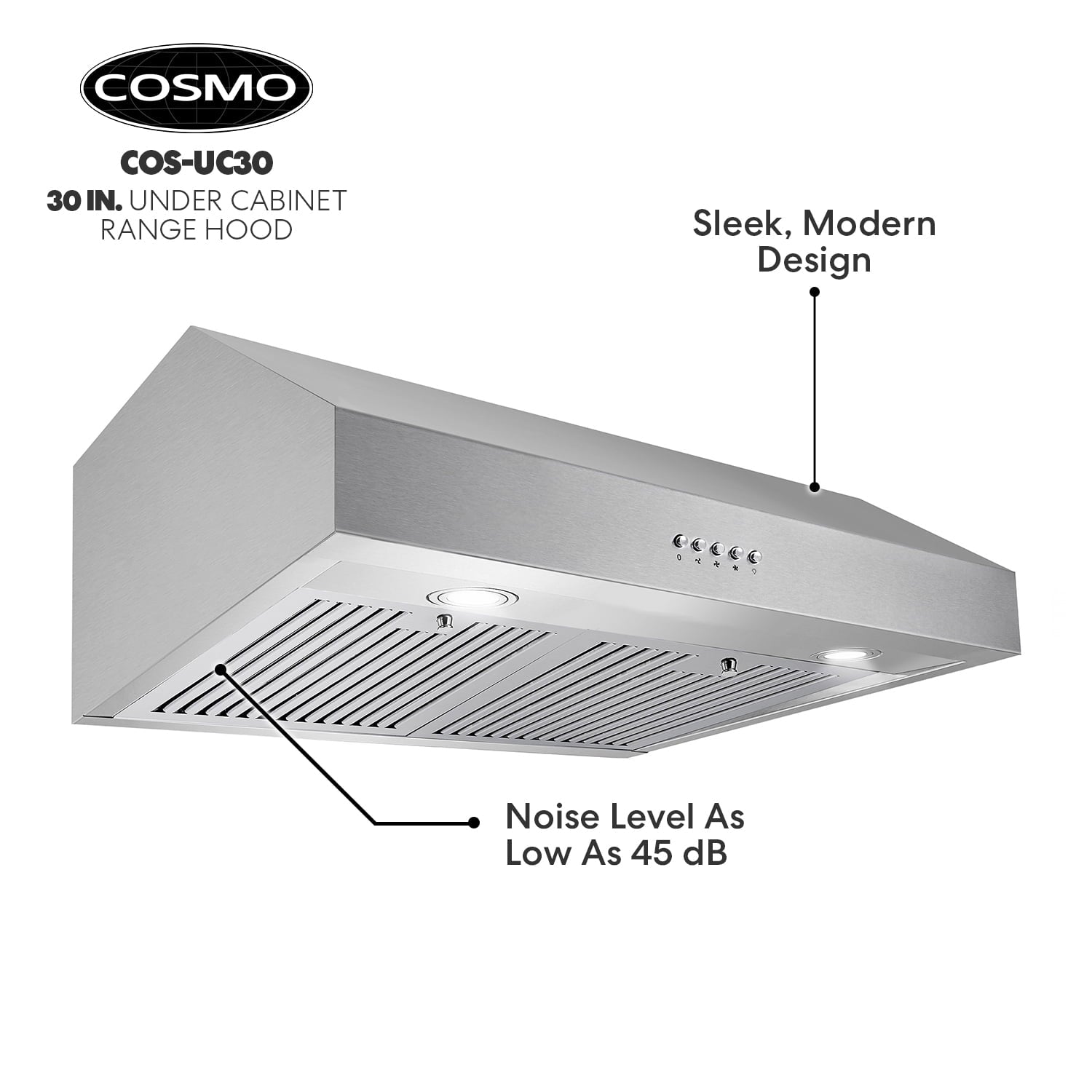 Cosmo Range Hoods UC30 30 in. 380 CFM Ductless Under-Cabinet Range Hood