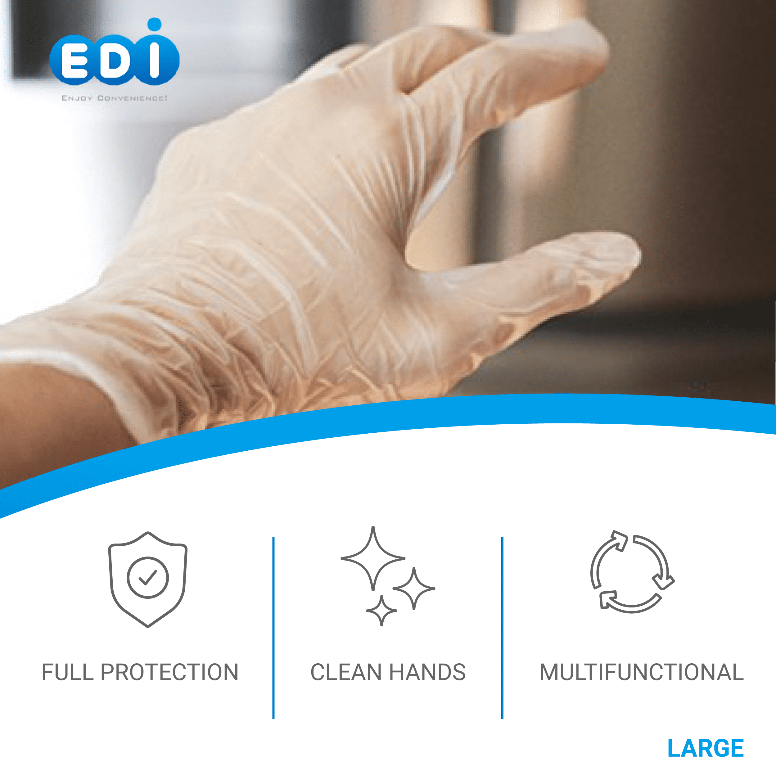 EDI Disposable Small Vinyl Gloves  - Powder-Free, Latex-Free 100