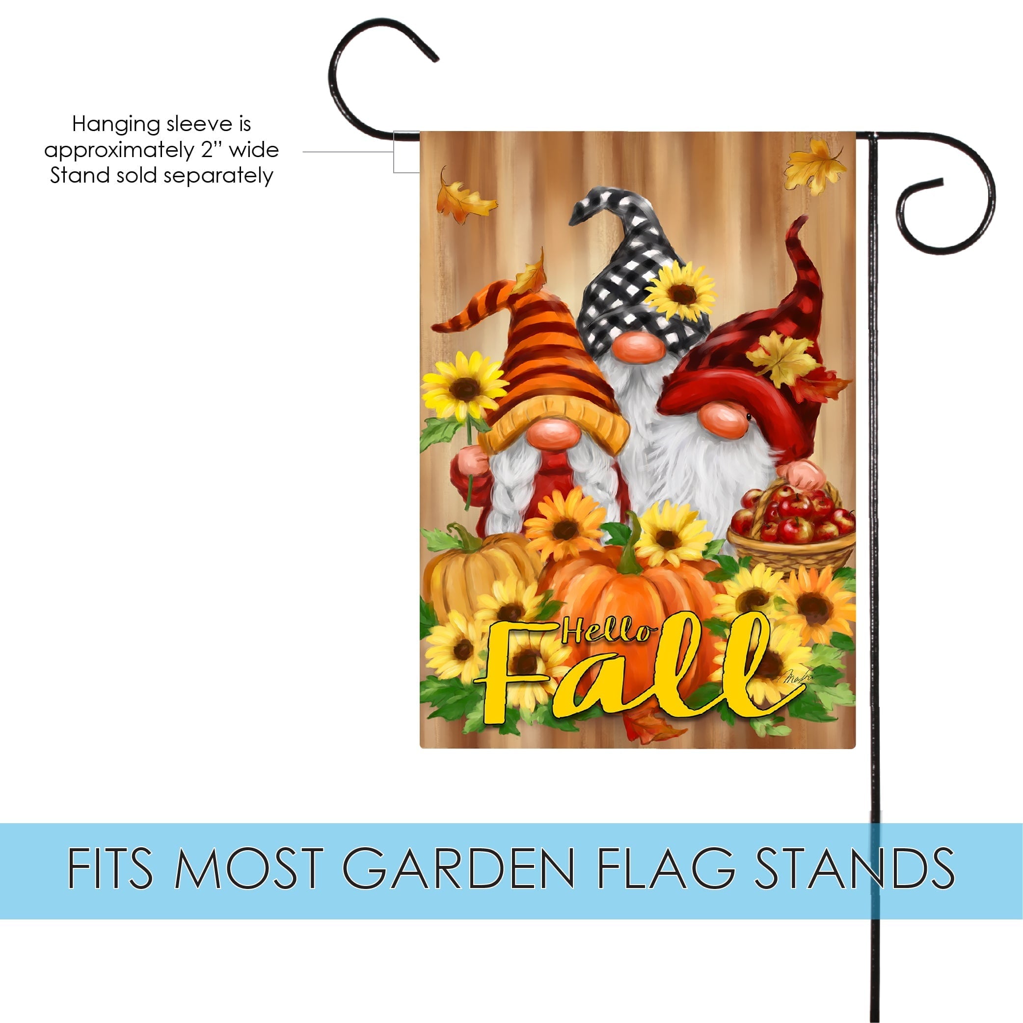 Toland Home Garden Hello Fall Gnomes Fall Garden Flag Double Sided 12x18 Inch