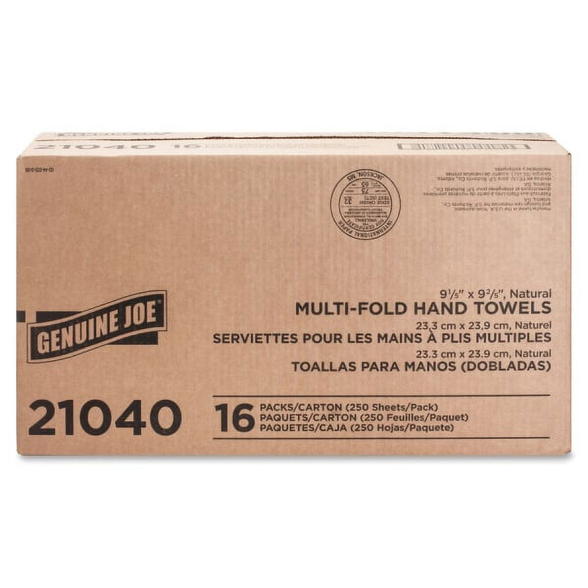 Genuine Joe Multi-Fold Natural Paper Towels, 250 Count, (Pack of 16)