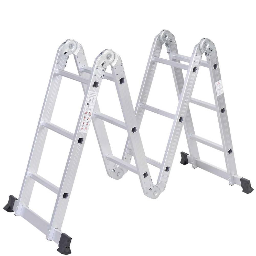 Ktaxon 12.5ft 7 in 1 Multi-Purpose Scaffold Ladder, Folding Aluminium Extension Ladder,  EN 131 Standard, 330lbs Capacity