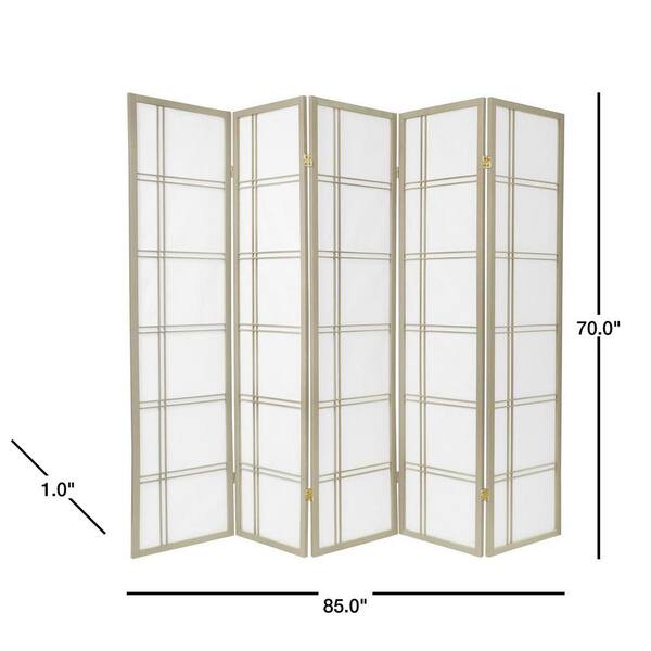 6 ft. Grey Double Cross 5-Panel Room Divider