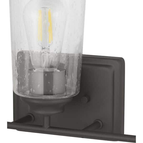 Evangeline 23 in. 3-Light Modern Bronze Farmhouse Bathroom Vanity Light with Clear Seeded Glass Shades