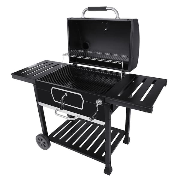 Deluxe 30 in. Charcoal Grill, BBQ Smoker Picnic Camping Patio Backyard Cooking, Black
