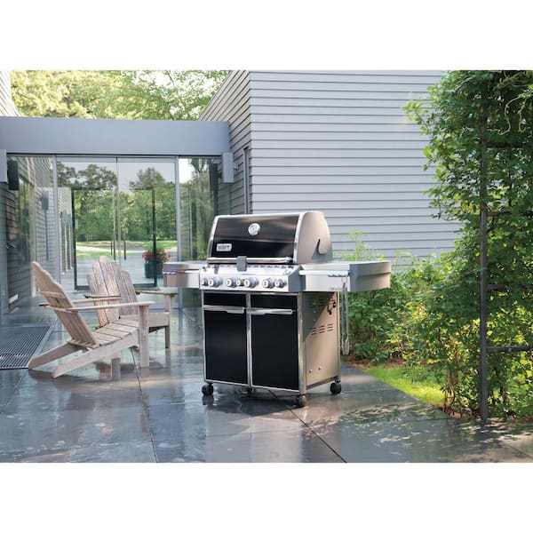 Summit E-470 4-Burner Propane Gas Grill in Black with Built-In Thermometer and Rotisserie