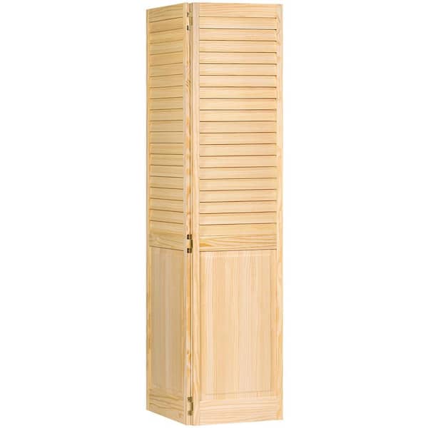 24 in. x 80 in. 24 in. Plantation Louvered Solid Core Unfinished-Panel Wood Interior Closet Bi-Fold Door