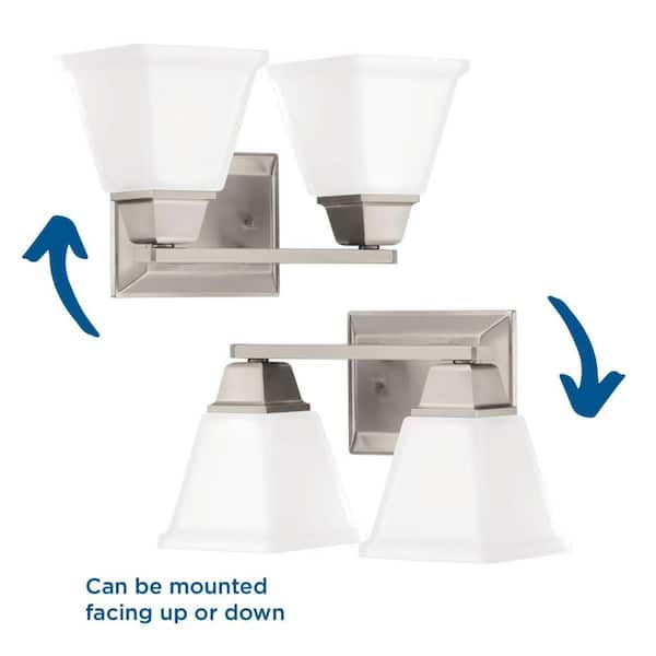 Clifton Heights Collection 2-Light Brushed Nickel Etched Glass Craftsman Bath Vanity Light