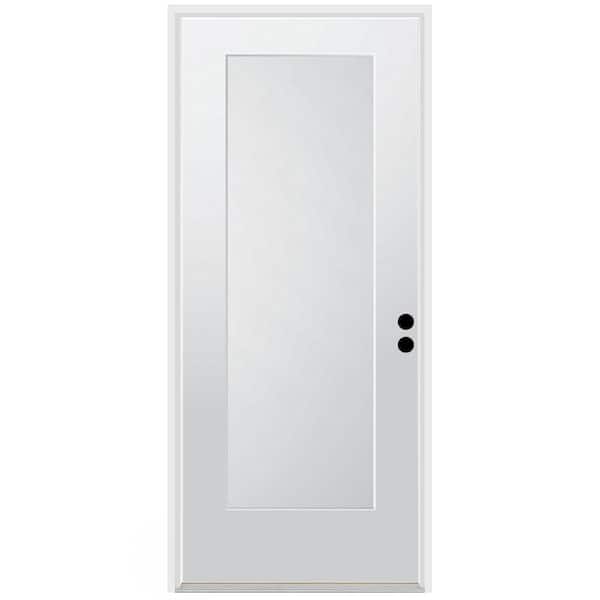 36 in. x 80 in. 1-Panel Left-Hand/Inswing Unfinished Primed White Fiberglass Prehung Front Door w/6-9/16 in. Jamb Size