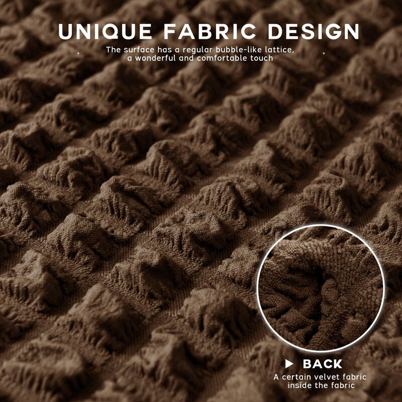 Subrtex Stretch 1-Piece Pleated Ruffled Skirt Sofa Slipcover, Chocolate