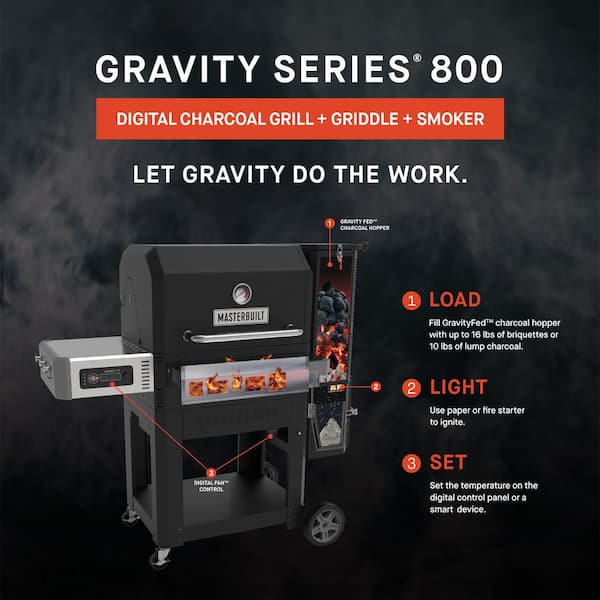 Gravity Series? 800 Digital WiFi Charcoal Grill, Griddle and Smoker in Black