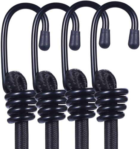 Bungee Cords Heavy Duty Outdoor 2Ft Bungee Straps with Hooks Black Bunji Cord 24