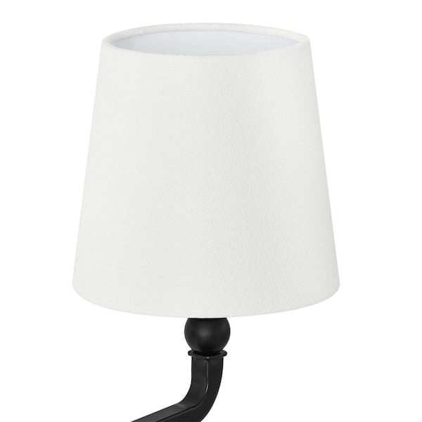 Canterwood 24.88 in. 3-Light Black Bathroom Vanity Light Fixture with Tapered Fabric Shades