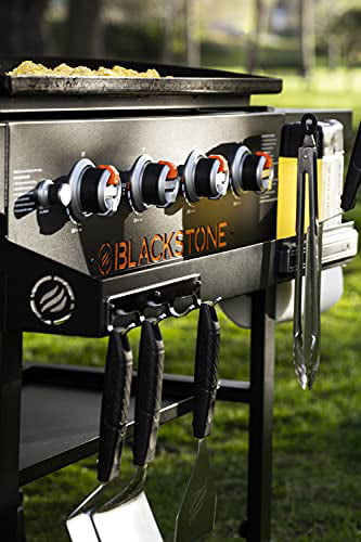 1984 Original 36 Inch Front Shelf, Side Shelf & Magnetic Strip Heavy Duty Flat Top Griddle Grill Station for Kitchen, Camping, Outdoor, Tailgating, Black