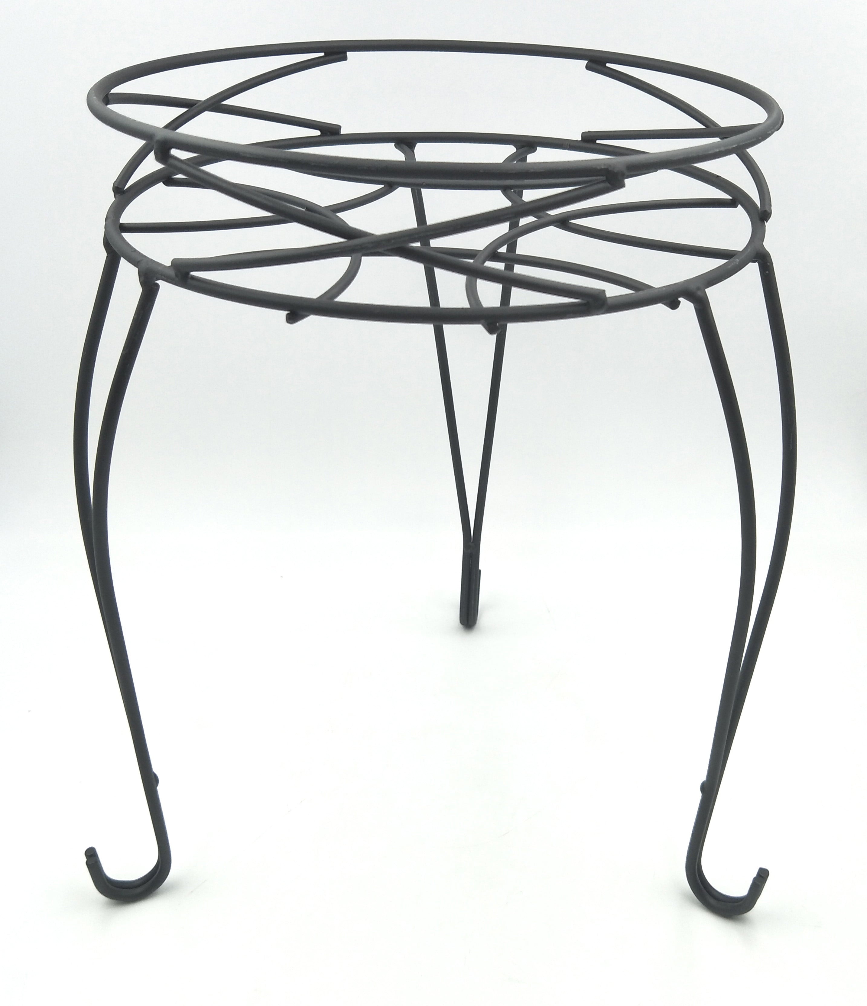 13IN Mainstays Round Matte Black Metal Plant Stand
