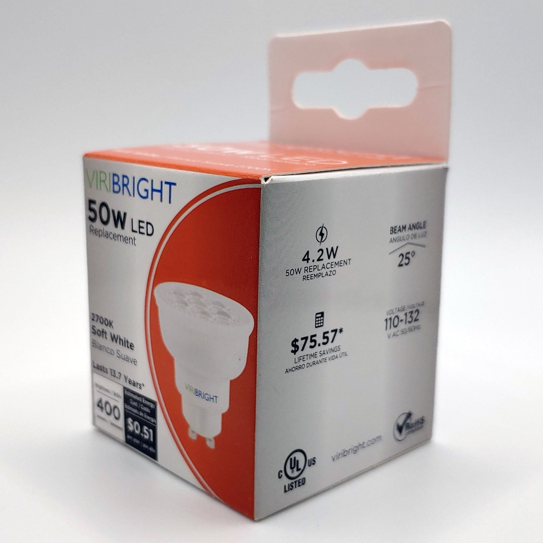 Viribright 50-Watt Equivalent MR16 GU10 Dimmable LED Flood Light Bulb, 2700K Soft White (6-Pack)